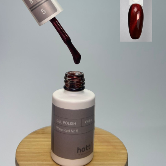 hatti Wine Red Cat Eye Gel Polish N5/8ml - Kentro Beauty Supplies Ireland