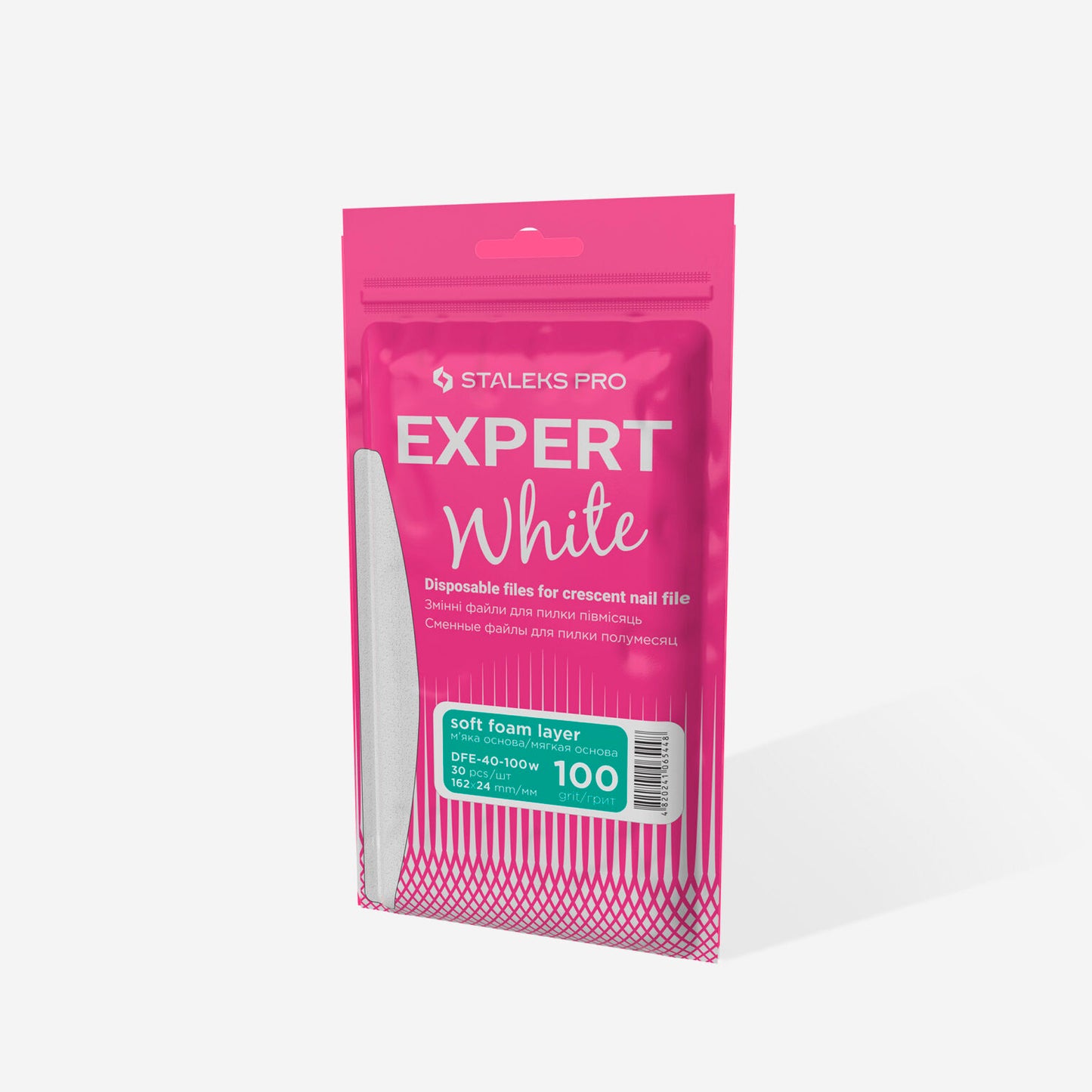 Staleks Disposable White Files for crescent nail file on a soft foam layer - EXPERT 40 (30pcs) - Kentro Beauty Supplies Ireland
