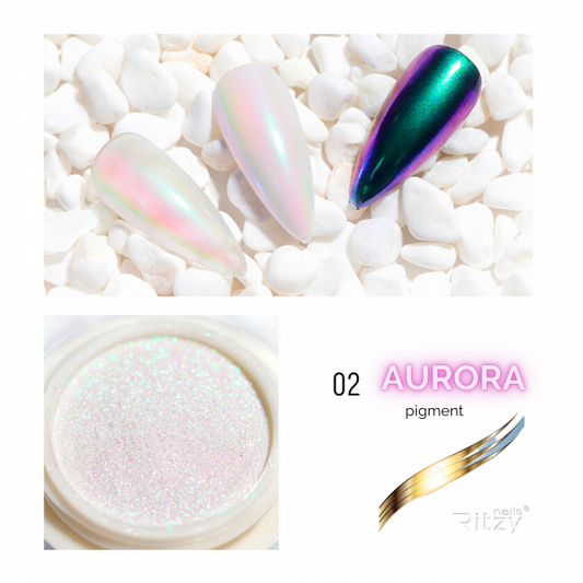 Ritzy AURORA (unicorn) Nail Art Powder 02 PURPLE/EMERALD