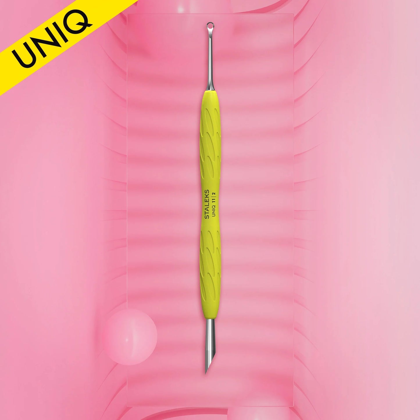 Staleks Manicure pusher Gummy with silicone handle UNIQ 11 TYPE 2 (beveled and loop pusher)