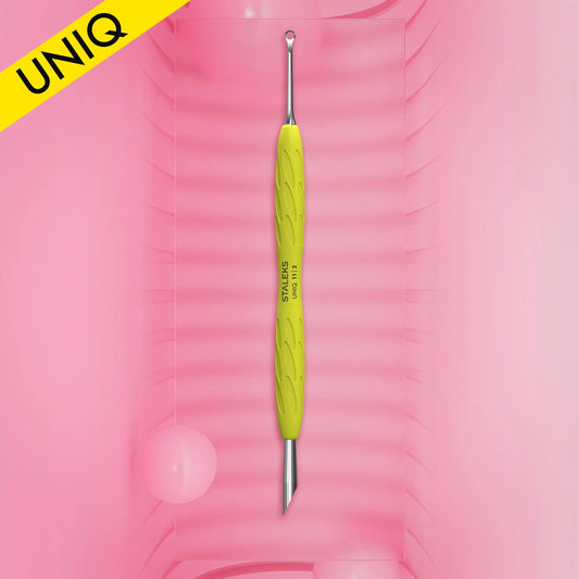 Staleks Manicure pusher Gummy with silicone handle UNIQ 11 TYPE 2 (beveled and loop pusher)