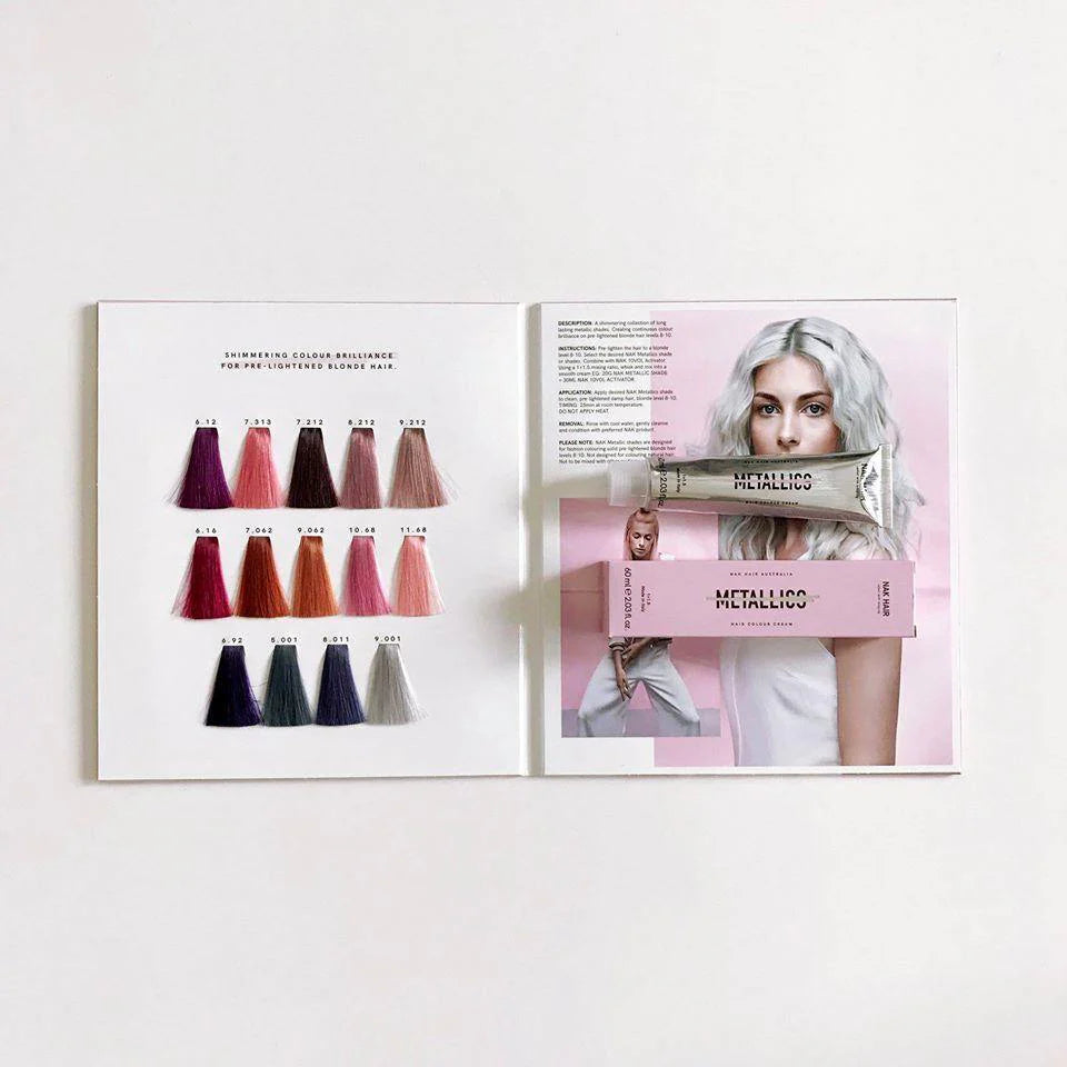 NAK Metallic Toners Shade Color Chart - Kentro Beauty Supplies Ireland