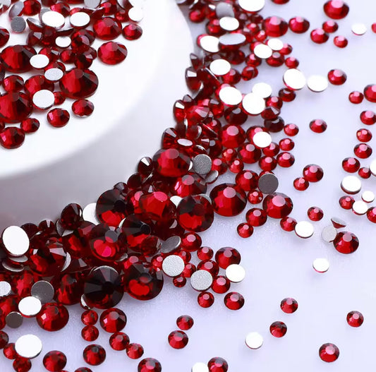 Highest Quality Crystals - Dark Red - Mixed Sizes (SS3-SS20) - Kentro Beauty Supplies Ireland