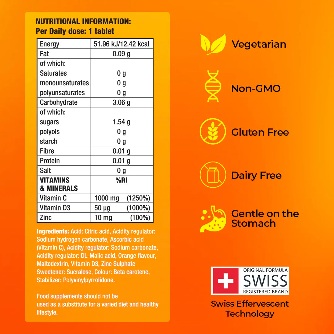 FAST&UP Vitamin C, D3 & Zinc - 3-IN-1 Immune Support - Kentro Beauty Supplies Ireland