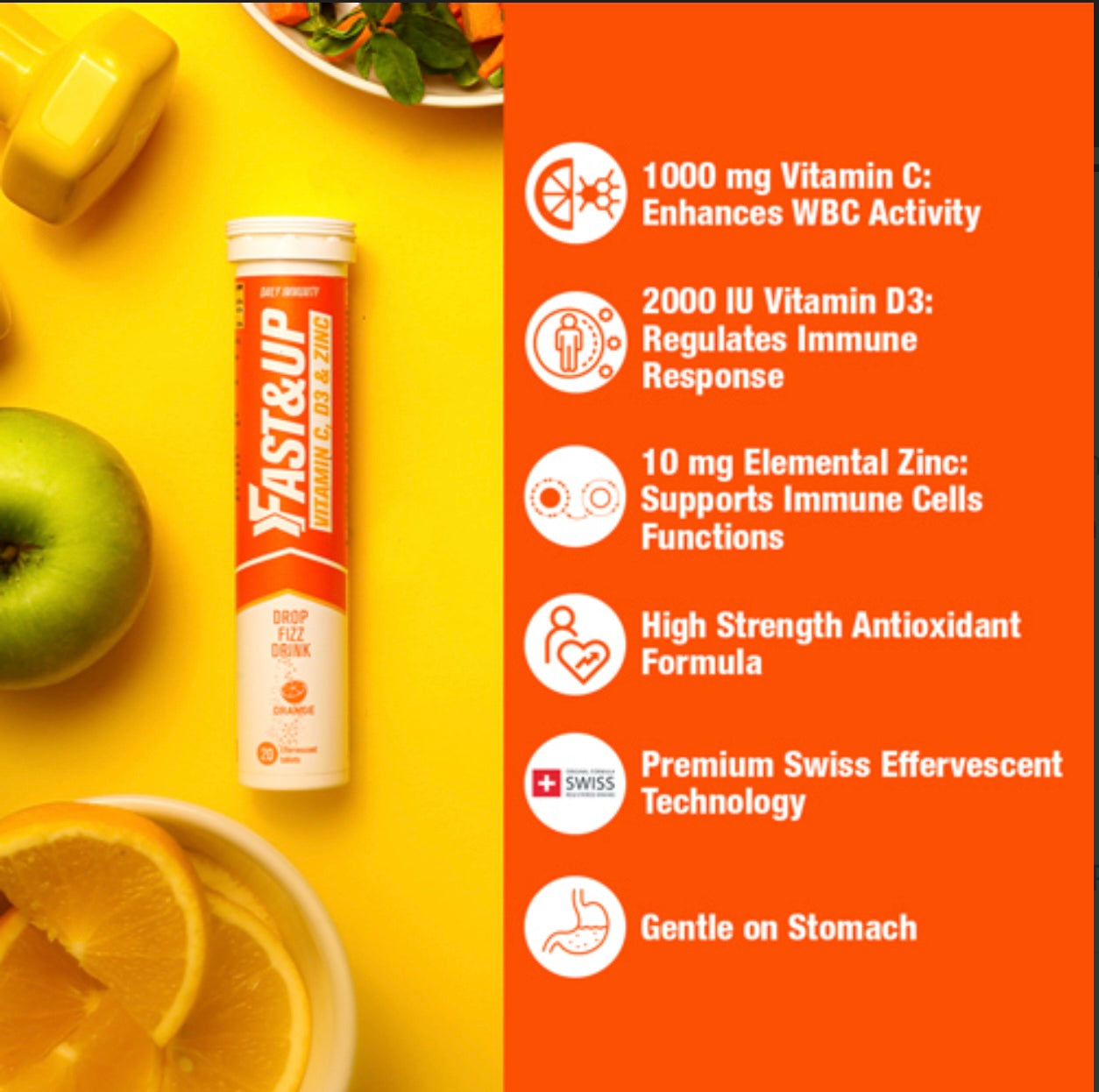 FAST&UP Vitamin C, D3 & Zinc - 3-IN-1 Immune Support