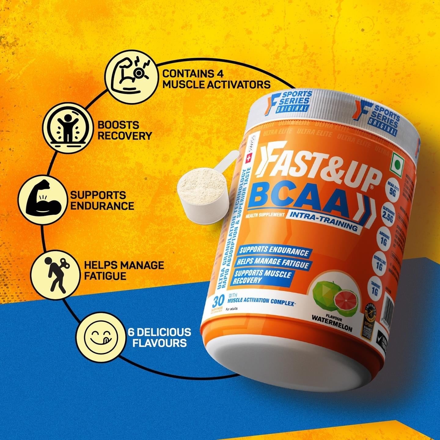 FAST&UP BCAA PRO Train and Recovery Supplement Powder 450g