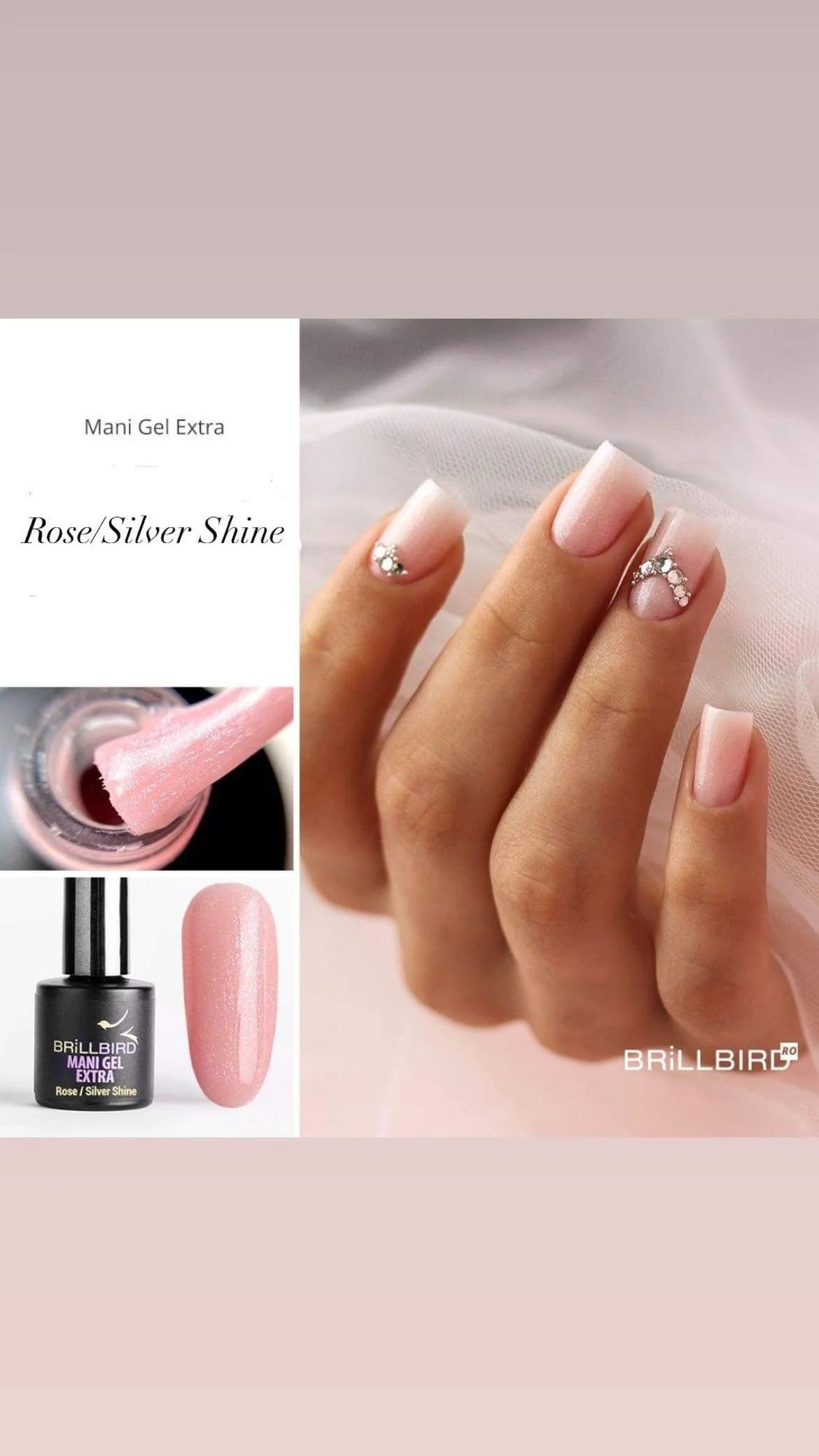 BB Mani Extra Gel in a Bottle - Rose Silver Shine