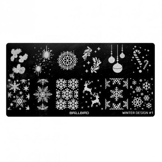 Brillbird Nail stamp plate - Winter Design