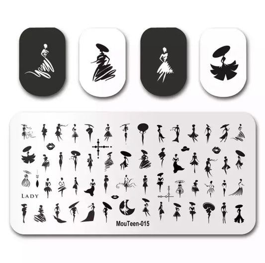 Nail Stamping Plate - Ladies Silhouettes