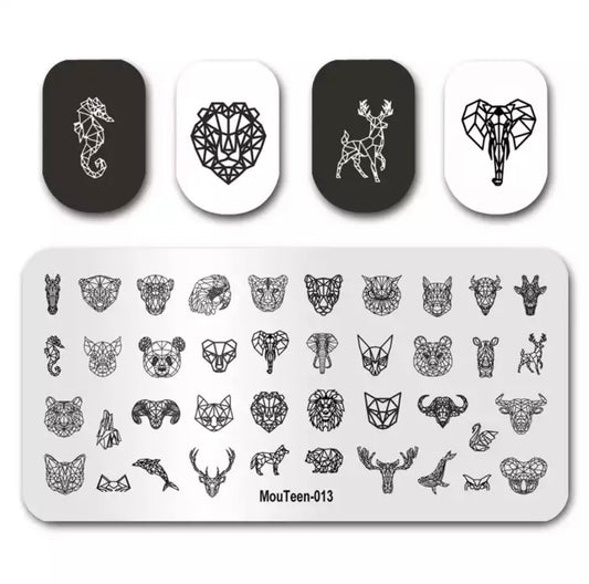 Nail Stamping Plate - Geometric Animal Patterns