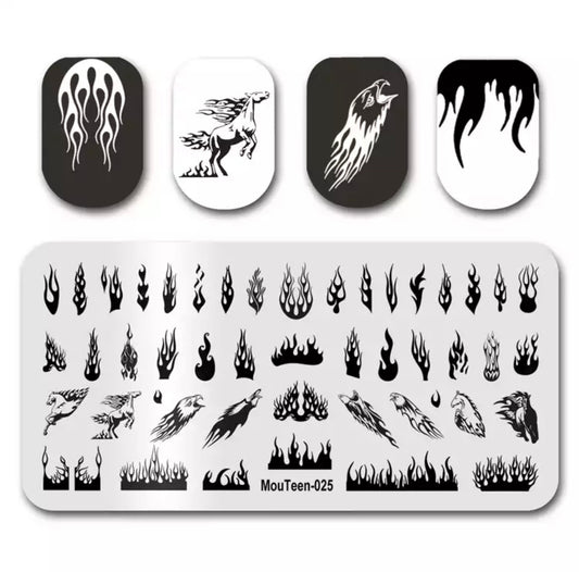 Nail Stamping Plate - Fire